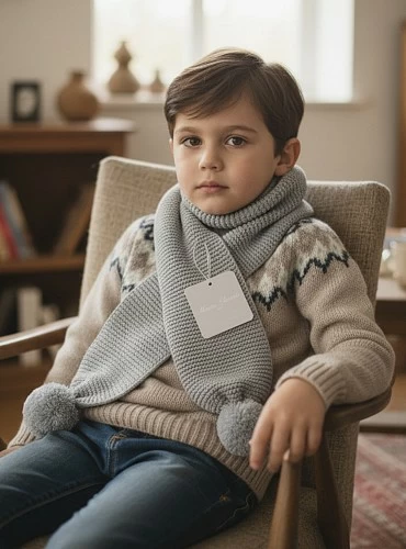 Bufanda unisex de punto con borlas