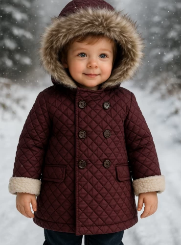 Burgundy padded unisex duffle coat.