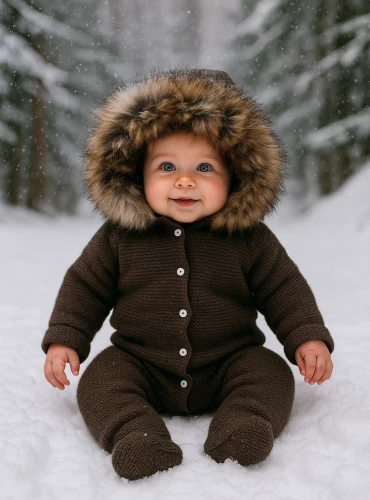 Buzo en punto unisex con capucha de pelo