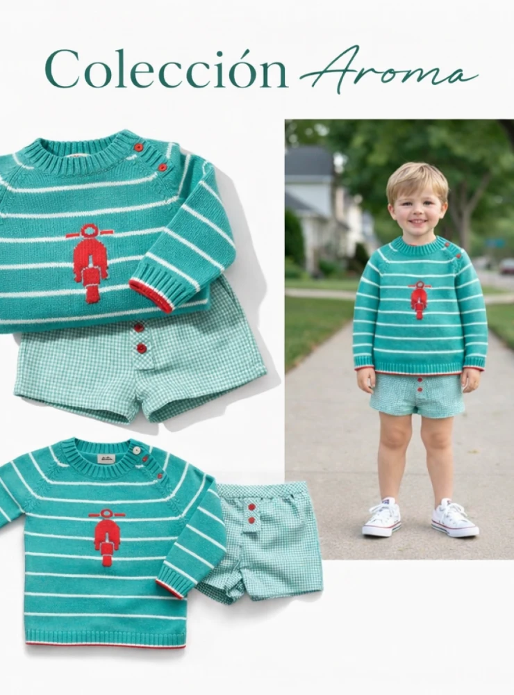 Camisa con pantalón y jersey para niño Colección Aroma