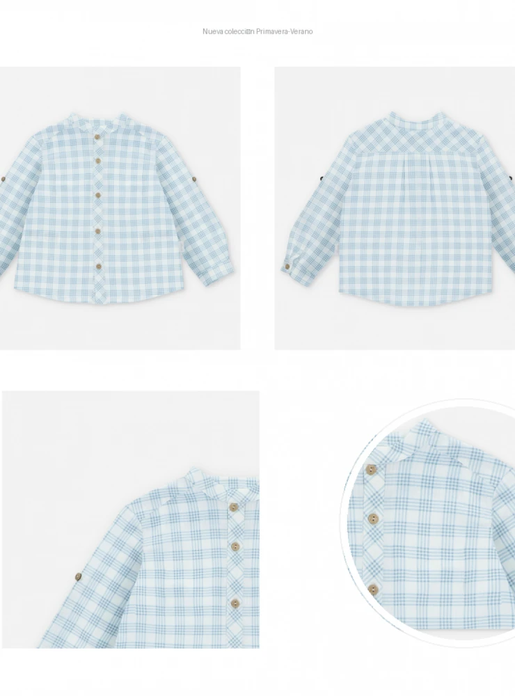 Camisa para niño de cuadros en algodón 100 % colección Ottawa