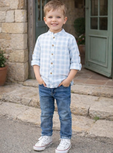 Camisa para niño de cuadros en algodón 100 % colección Ottawa