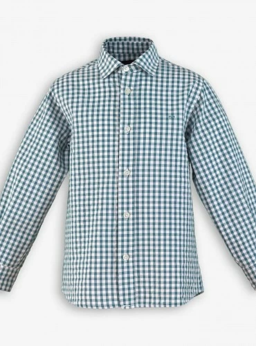 Camisa para niño en cuadros azul verdoso