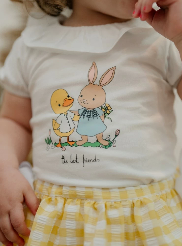 Camiseta y braguita para niña de Pio Pio Colección Vichy Amarillo