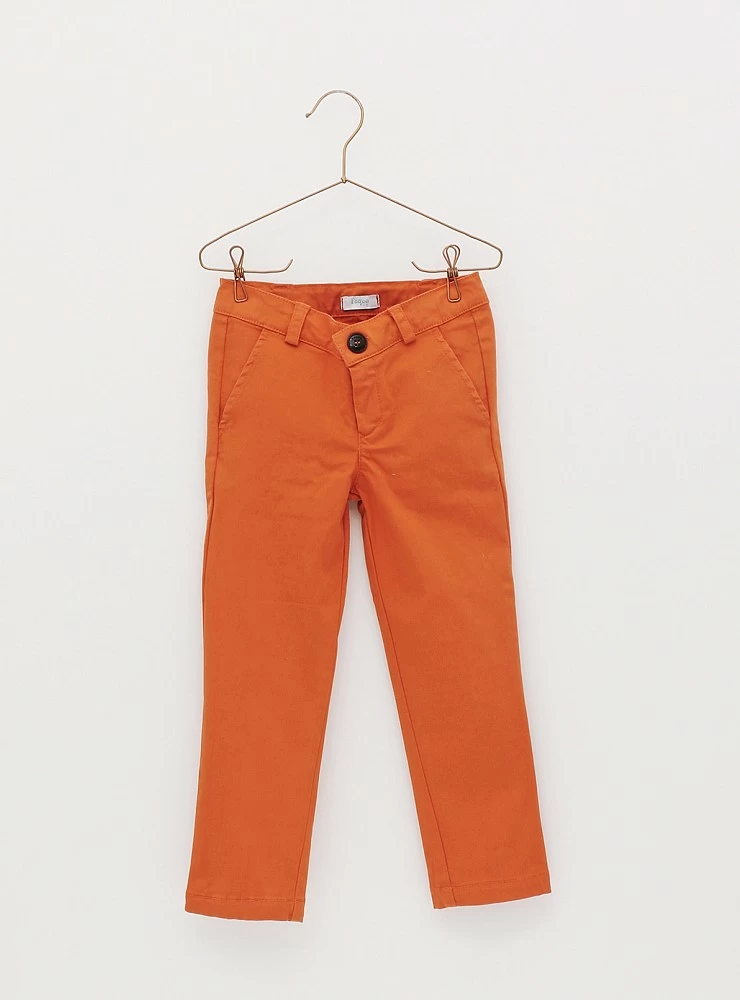 Canvas skinny pants in brick orange. O-Winter