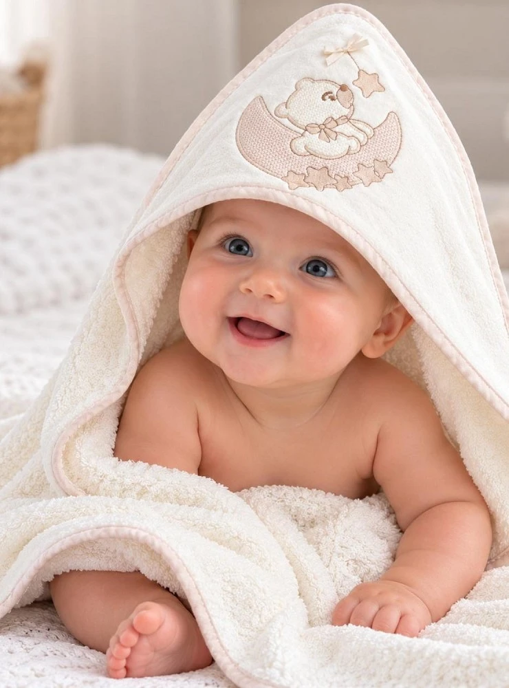 Capa de Baño Bebé con Capucha 80x80 cm | Algodón 100%