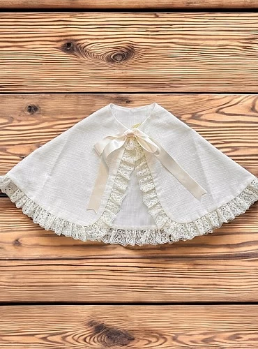 Capa de Bautizo unisex. Lino color beige