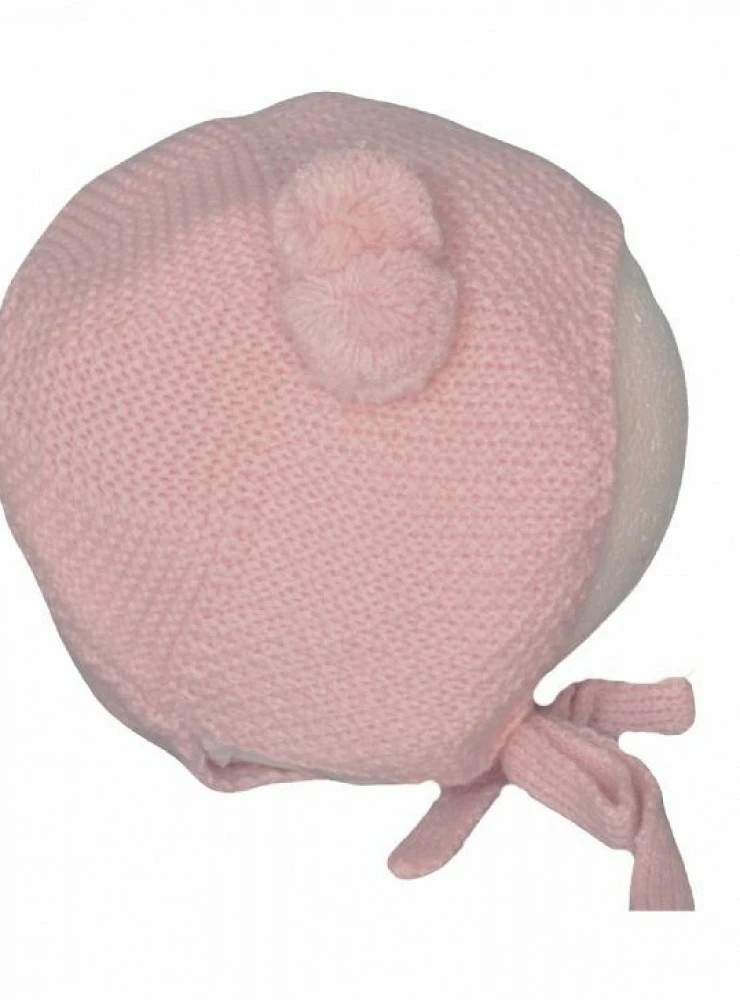 Capota para niña rosa palo con pompon. O-Inv