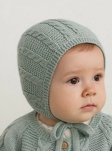Capota unisex en punto color verde seda