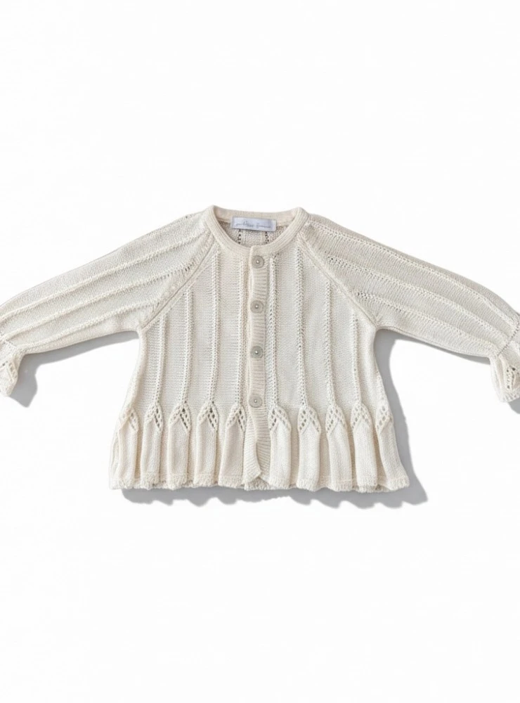 Champagne-colored knit jacket for girls, ideal for special occasions