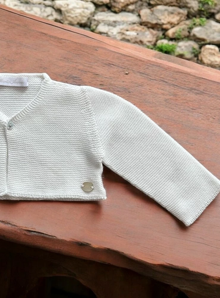 Chaqueta beige punto liso algodón 100 %
