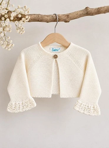 Chaqueta corta de bautizo unisex beige para bebé