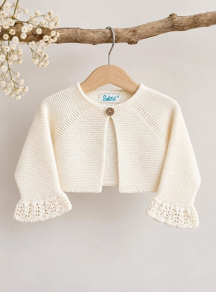 Chaqueta corta de bautizo unisex beige para bebé