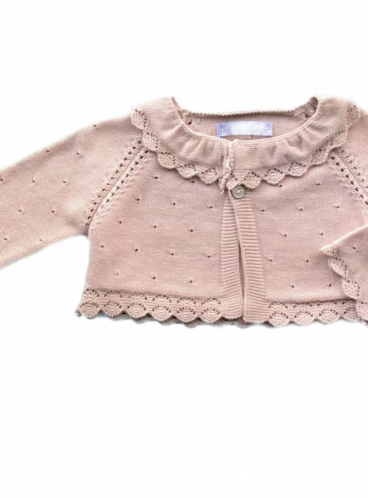 Chaqueta corta de niña con cuello volantes. Varios tonos. P-Verano