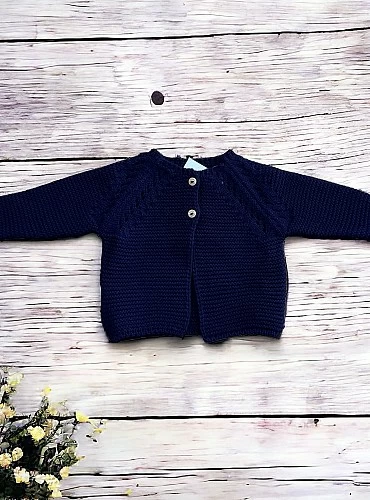 Chaqueta larga unisex en punto bobo calados.