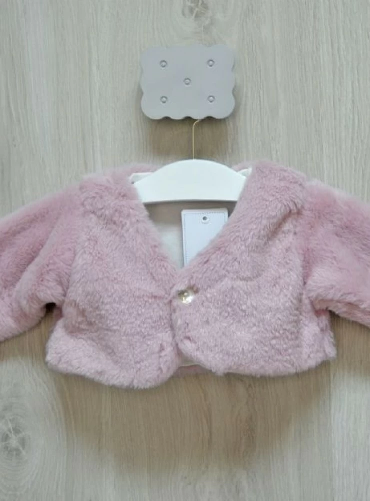 Chaquetita bolero de pelo rosa empolvado