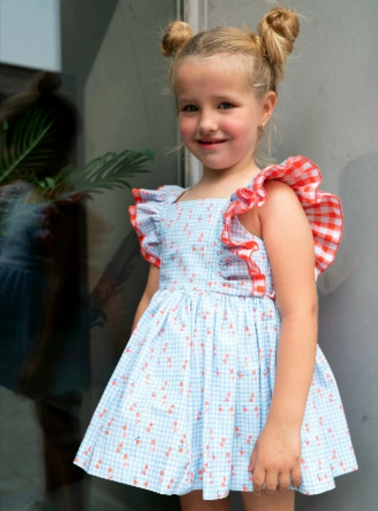 Checkered and floral dress from La Peppa collection 907