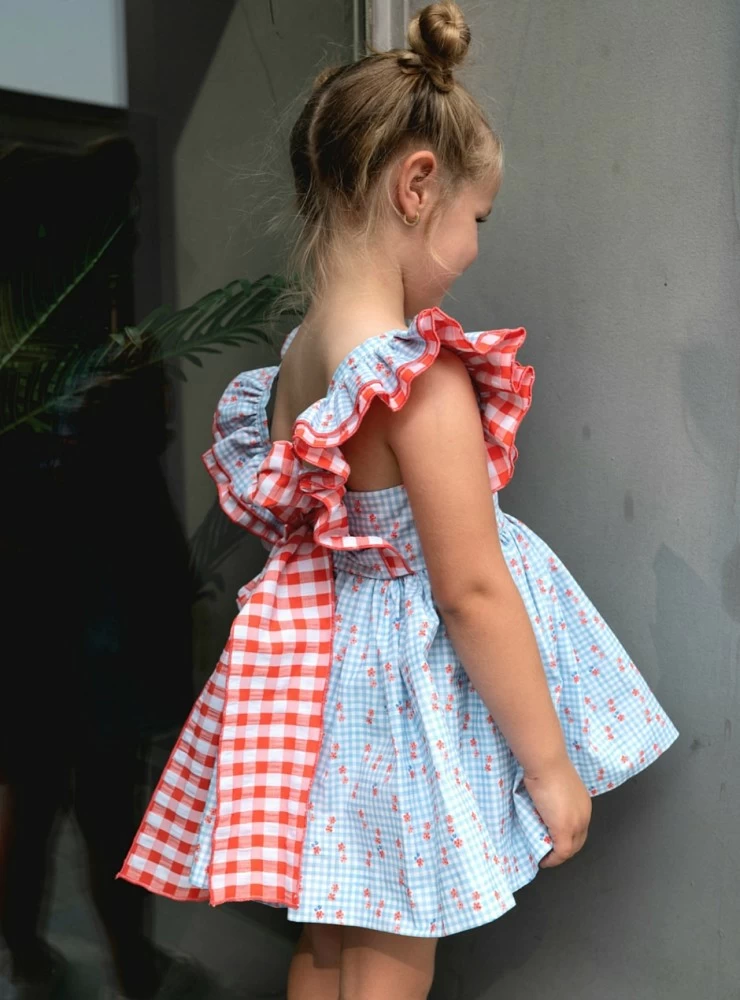 Checkered and floral dress from La Peppa collection 907