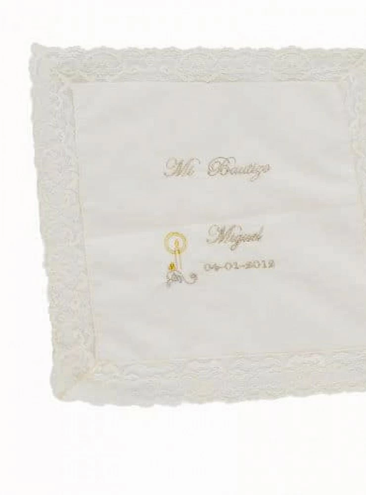 Christening handkerchief or towel embroidered with the name