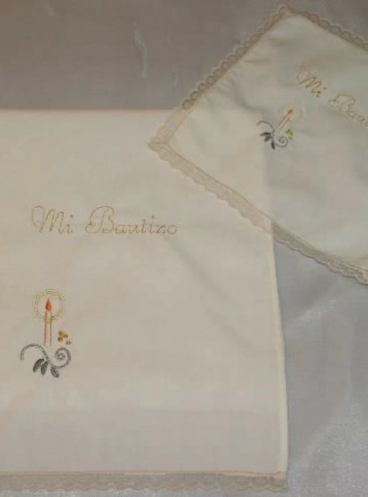 Christening handkerchief or towel embroidered with the name