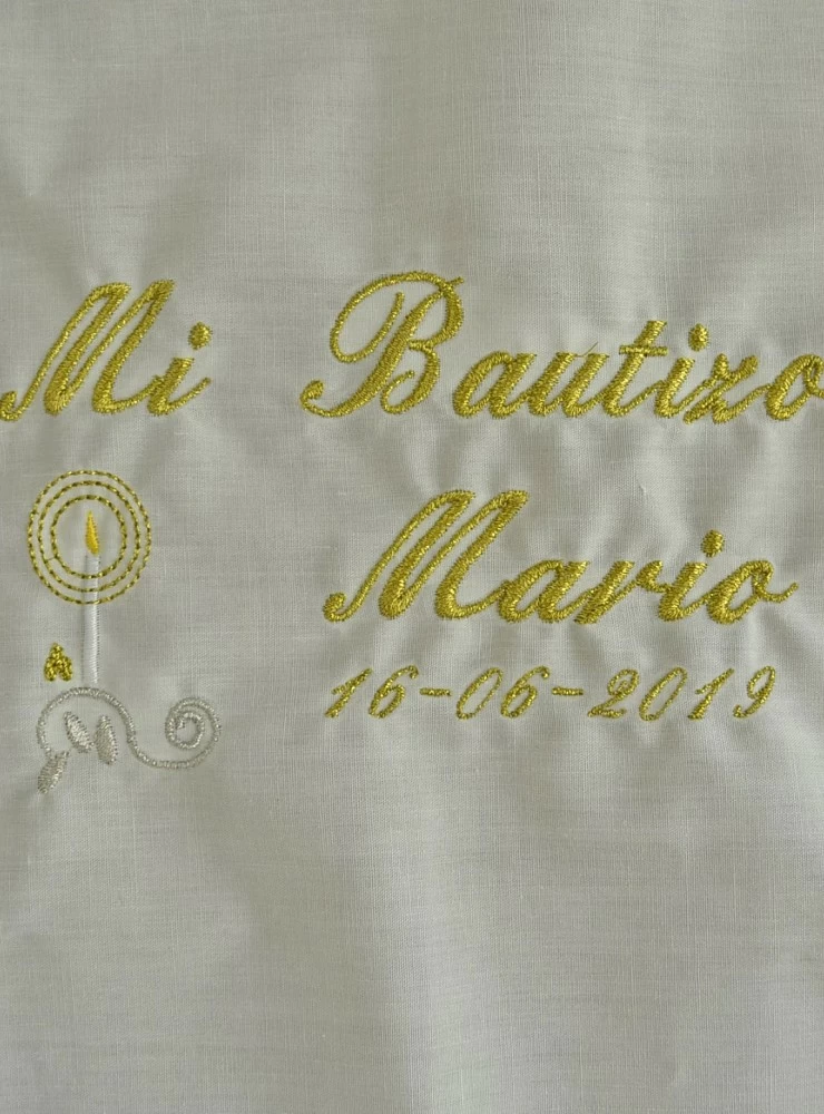 Christening handkerchief or towel embroidered with the name