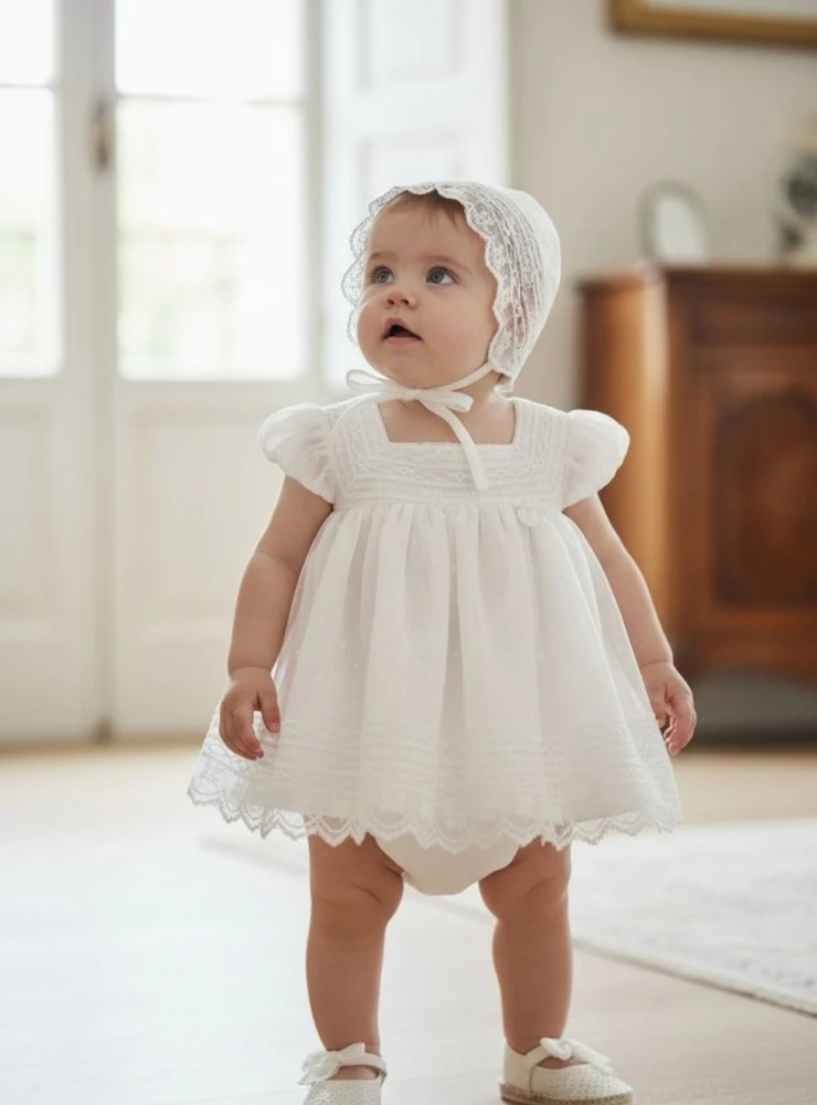 Christening Jesus for girl in plumeti with hood | Galgary Collection