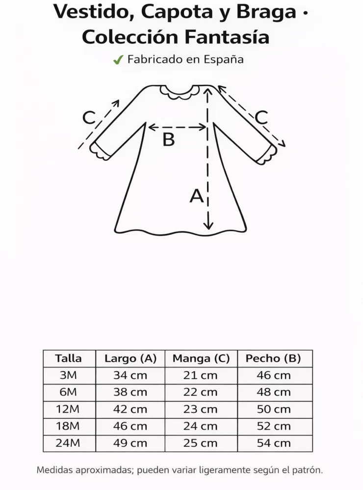 Christening outfit with bonnet and bloomers. Fantasy Collection