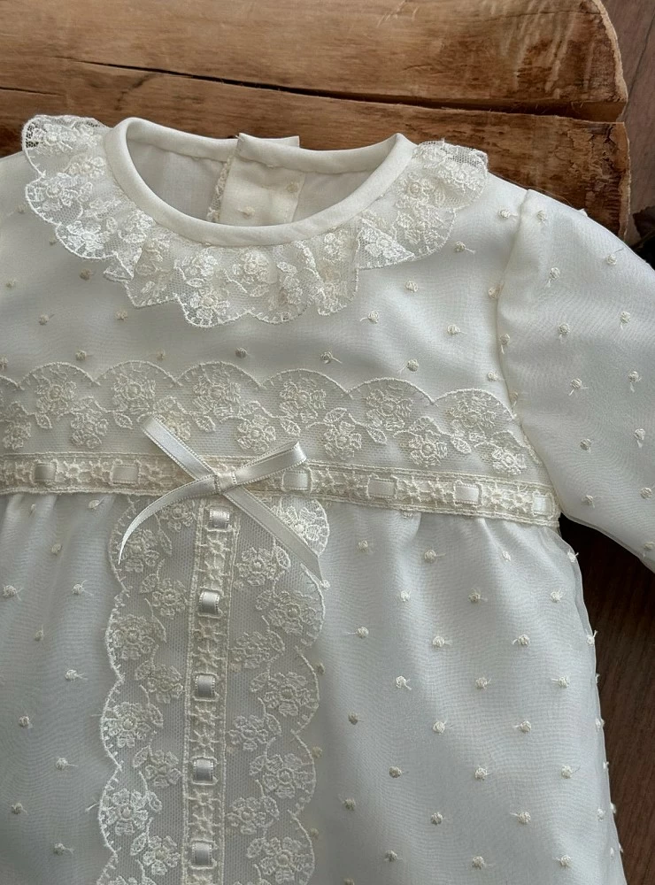 Christening romper and hood Cala Collection