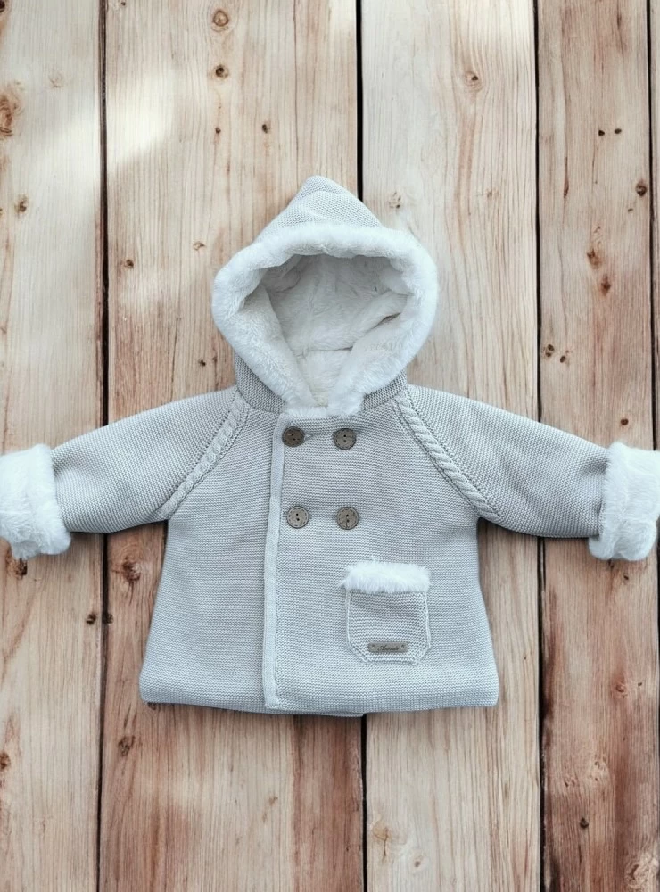 Chunky knit trench coat with fur lining. Various colors.