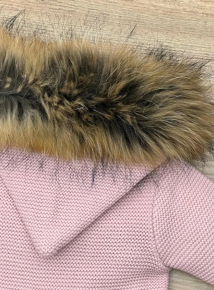 Chunky knit trenka with natural fur. Three colors