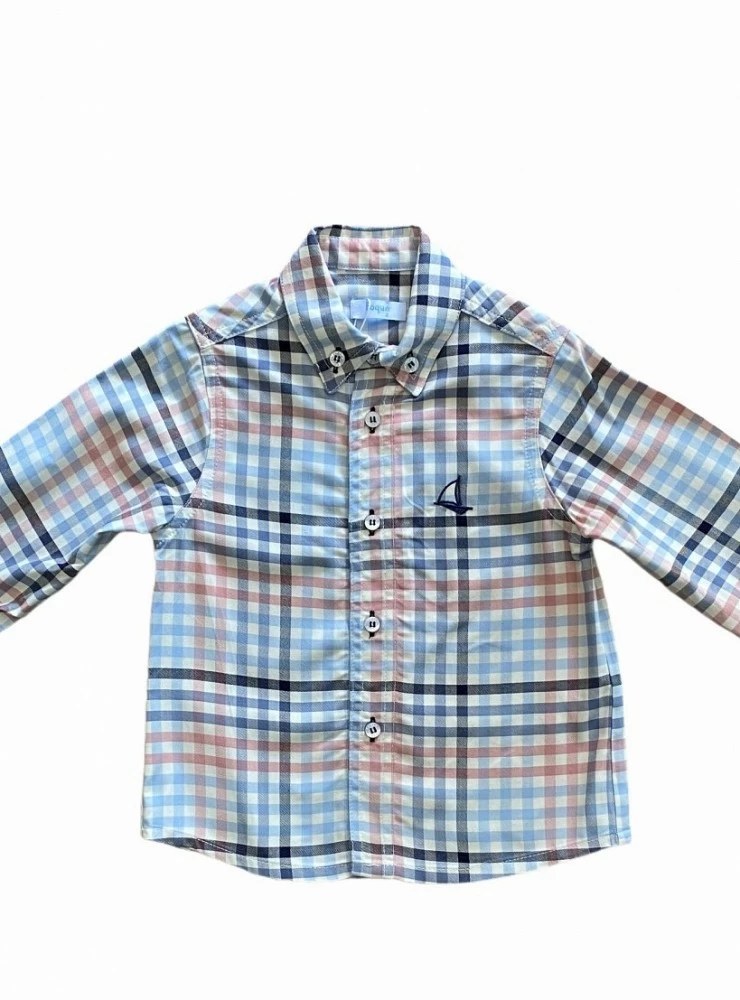 Classic cut shirt for boys in colored squares. Brand Foque