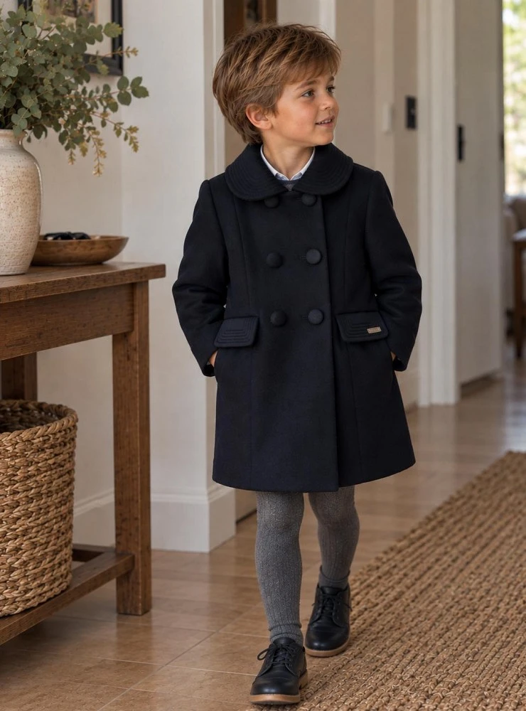 Classic unisex sand and navy English coat