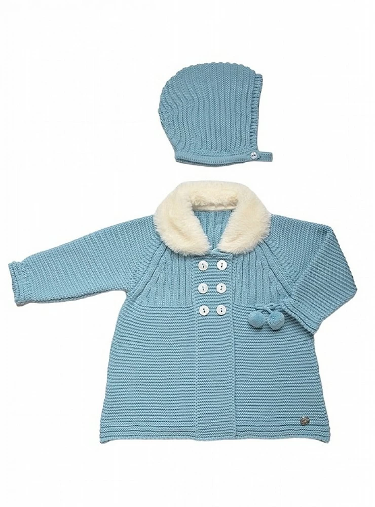 Cloud color unisex coat and bonnet set