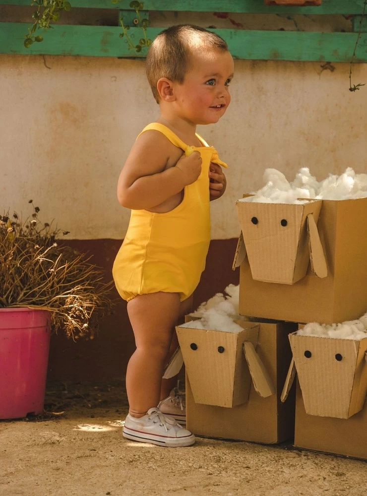 Cocote yellow cotton dungarees for boys