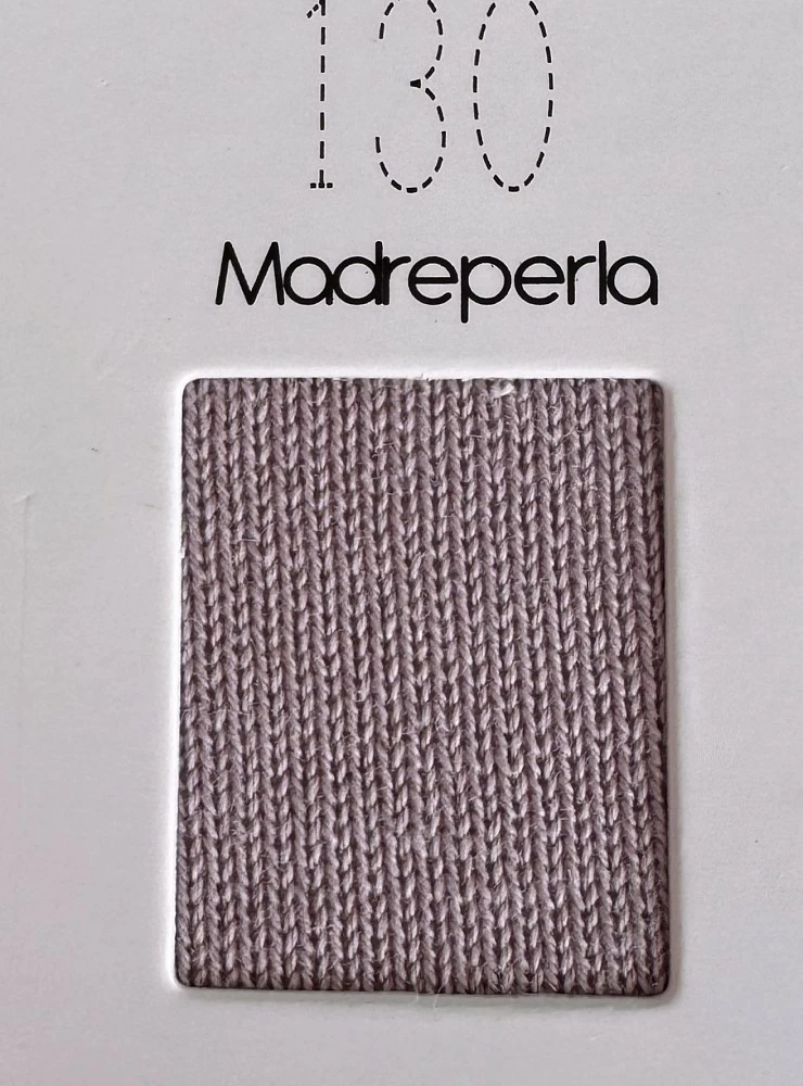 Condor brand knee-high socks or tights, plain knit, with bow. Color 130 Mother of Pearl.