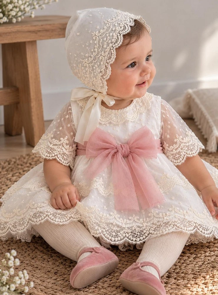 Conjunto bautizo niña 3 piezas Colección Valentina