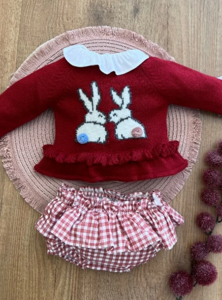 Conjunto bebé niña de tres piezas Colección Conejitos