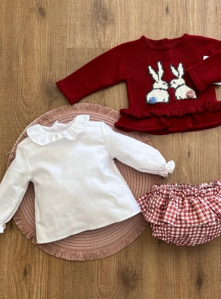 Conjunto bebé niña de tres piezas Colección Conejitos