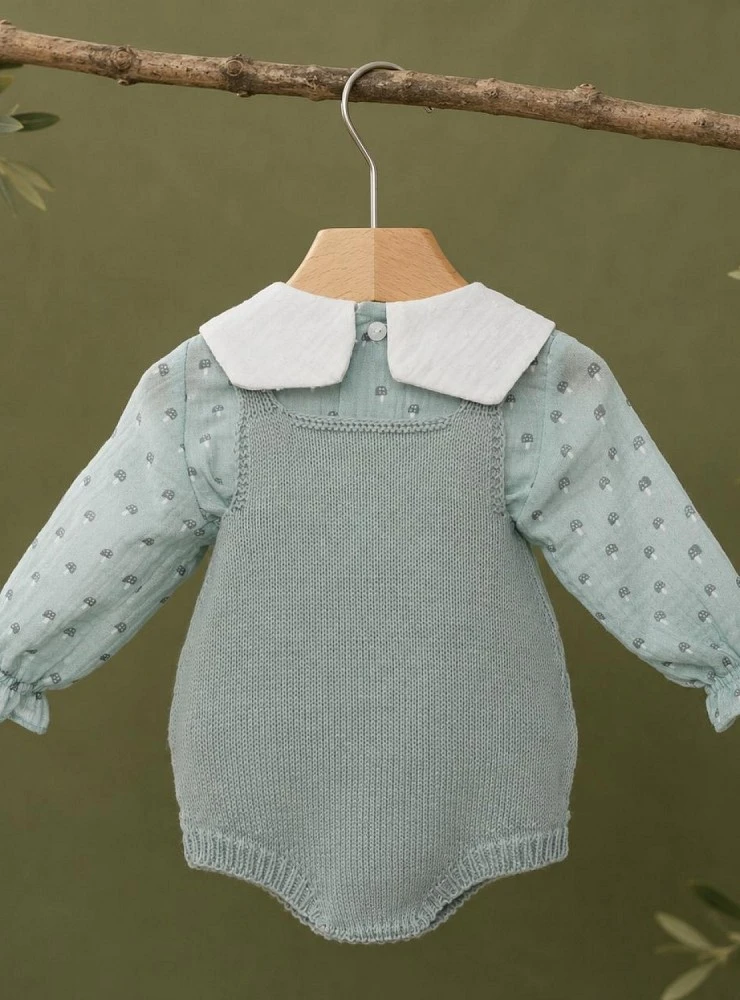 Conjunto bebé niña ranita de punto y blusa de bambula colección Bosque