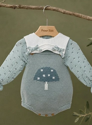 Conjunto bebé niña ranita de punto y blusa de bambula colección Bosque