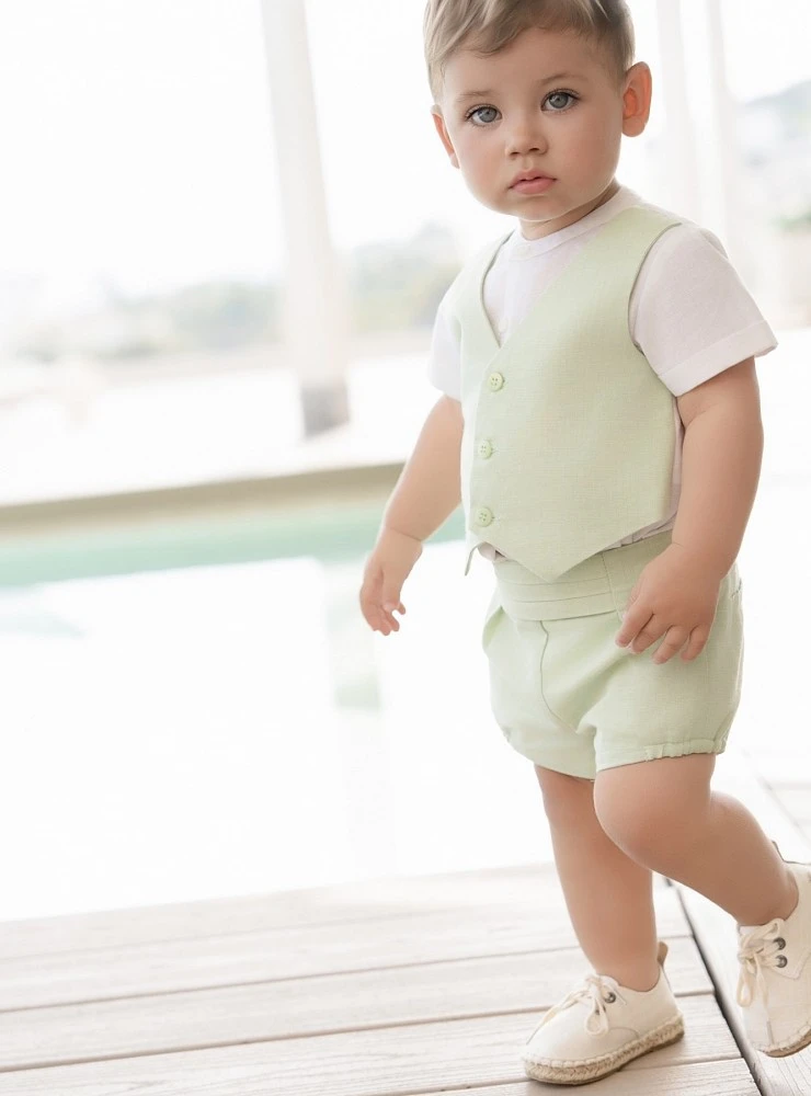 Conjunto bebé niño para ceremonia dos piezas. Color verde menta