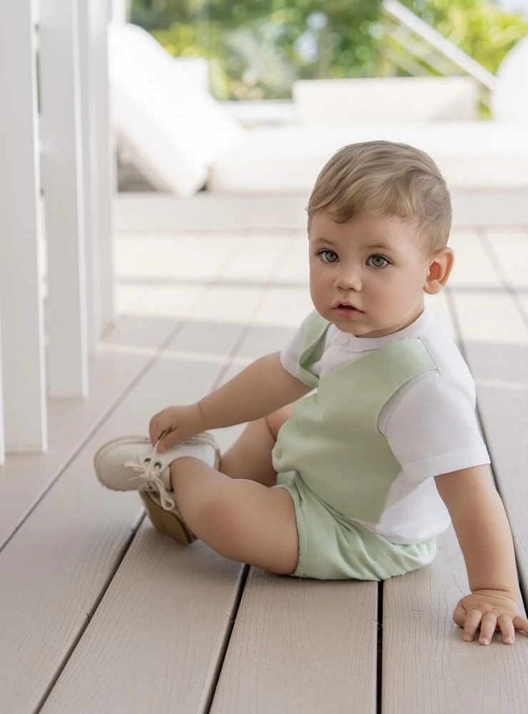 Conjunto bebé niño para ceremonia dos piezas. Color verde menta