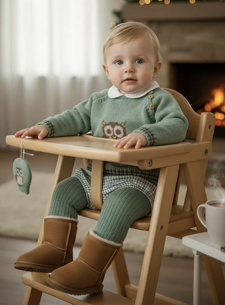 Conjunto bebé niño tres piezas jersey de punto colección Búho
