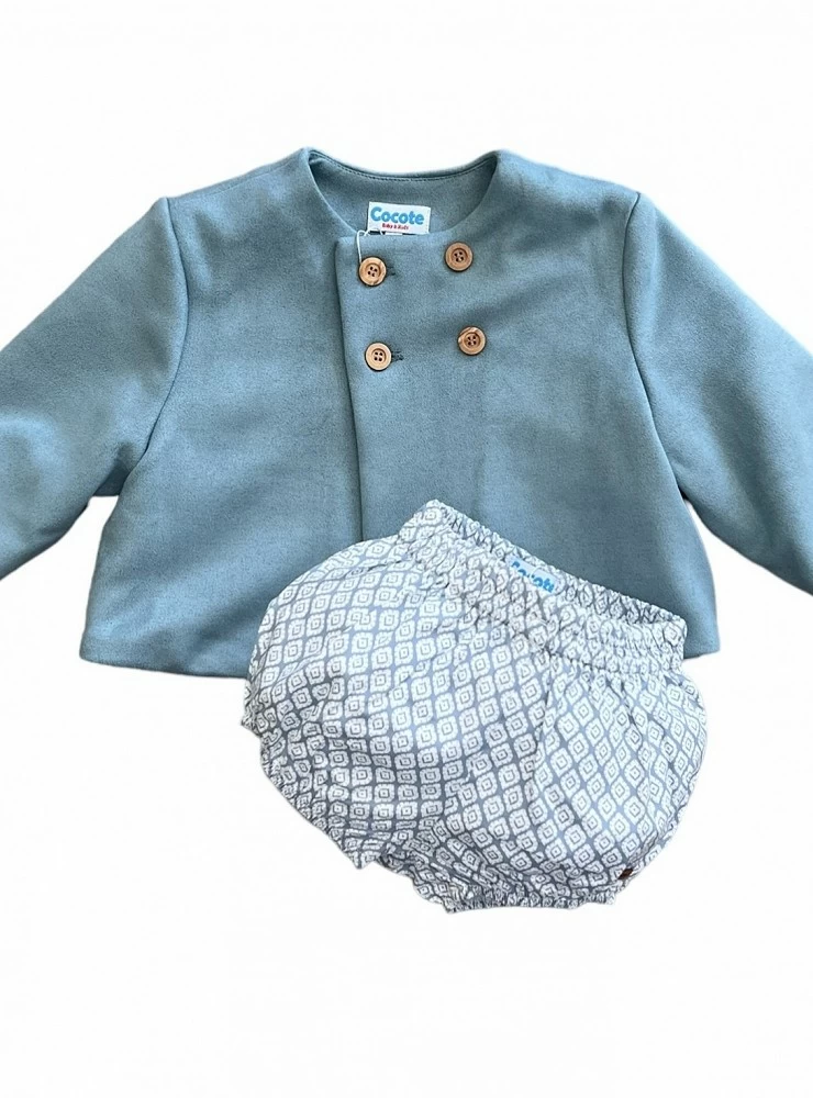 Conjunto bebé niño verde empolvado.