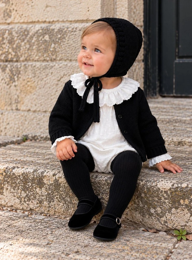 Conjunto bebé unisex Ébano negro con body plumeti y capota