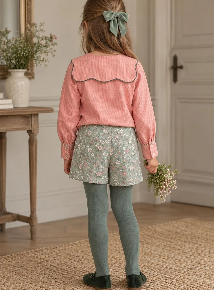 Conjunto blusa y falda pantalón niña Colección Mango