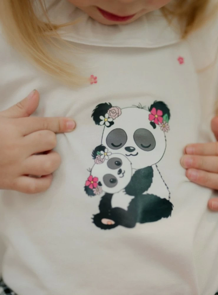 Conjunto camiseta y braguita para niña Colección panda de Pio pio