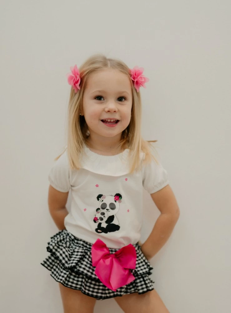 Conjunto camiseta y braguita para niña Colección panda de Pio pio