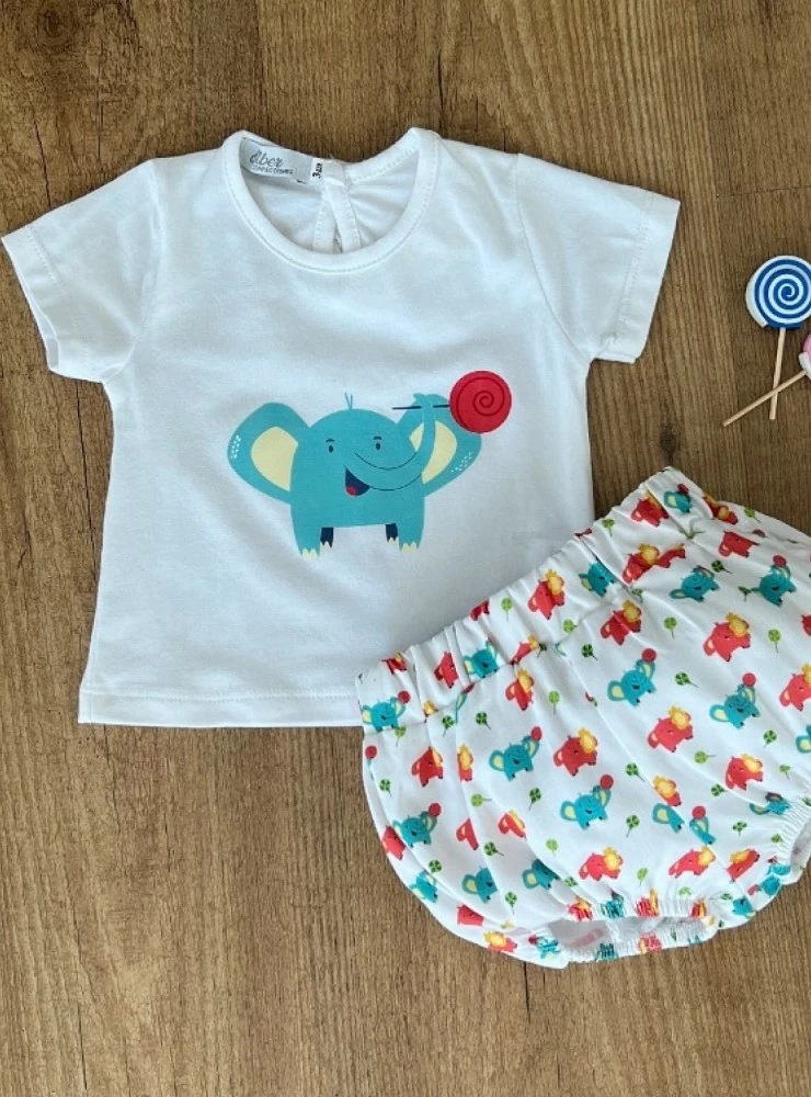 Conjunto de algodón para niño familia Elefante