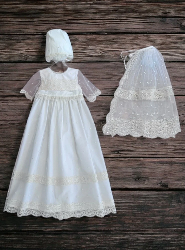 Conjunto de bautizo unisex con faldón desmontable | Colección Infante